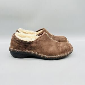 UGG Shoes Womens 8 Brown Suede Bettey Shearling Lined Clog Slippers Comfort Cozy